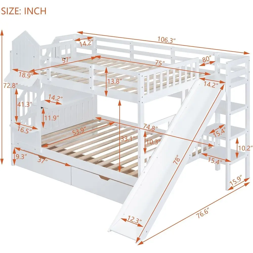 Tempat Tidur Tingkat Twin Over - Bunk Bed With Stairs And Slide ulasan dan harga