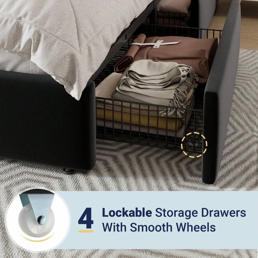 Rangka Tempat Tidur Platform U - King Size Bed Frame With Storage Drawers ulasan dan harga