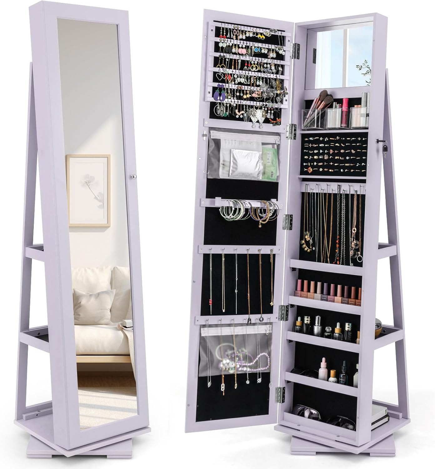 Lemari Perhiasan Putar 360 Der - Full Length Mirror Jewelry Armoire ulasan dan harga