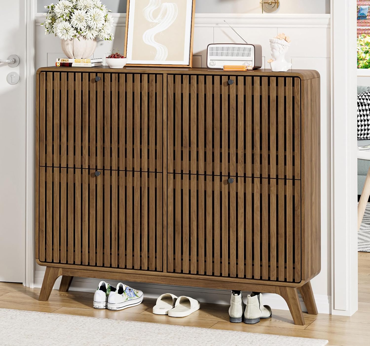 # Lemari Sepatu Bambu Besar de - Shoe Rack Cabinet Narrow Entryway ulasan dan harga