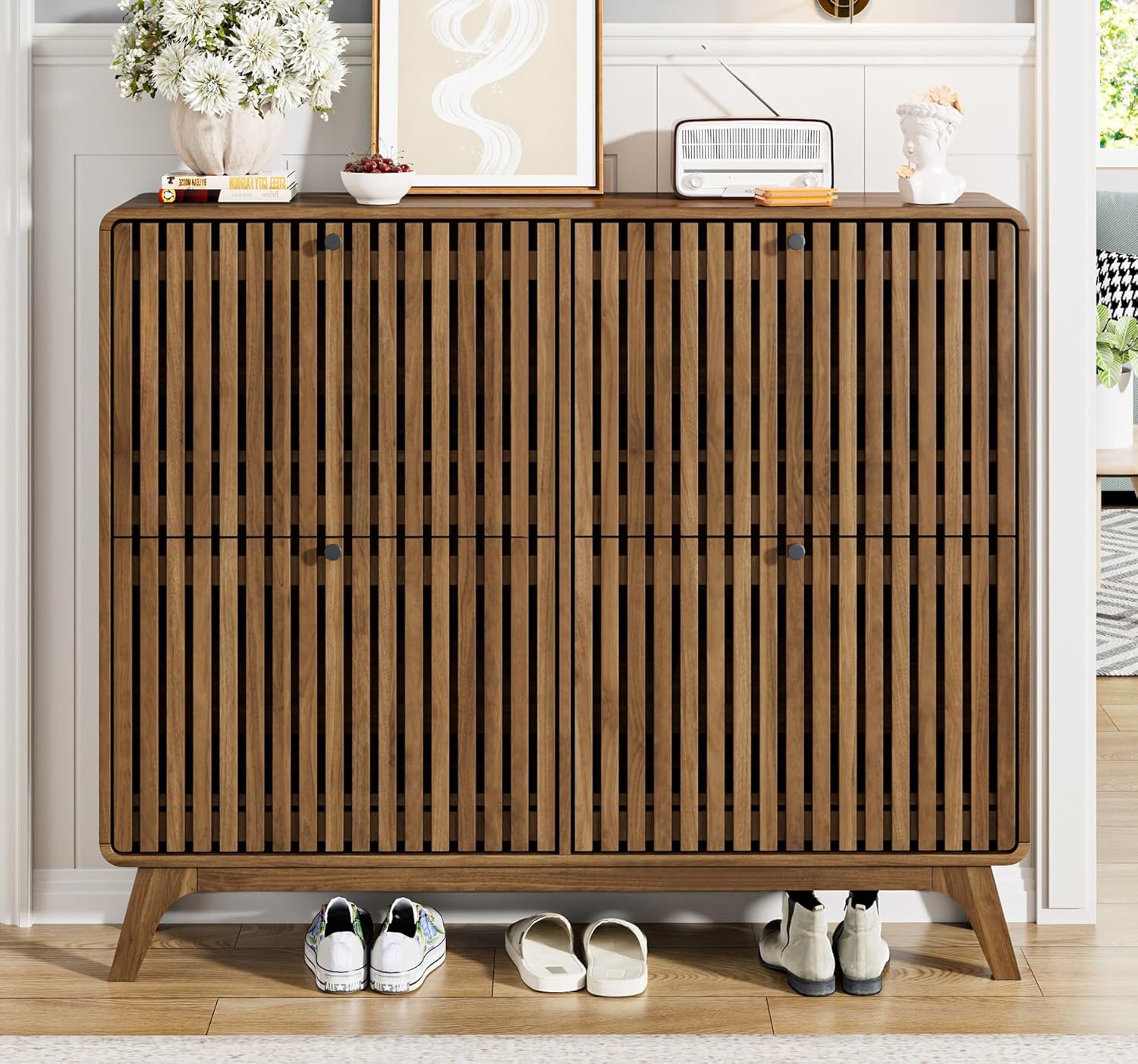 # Lemari Sepatu Bambu Besar de - Shoe Rack Cabinet Narrow Entryway ulasan dan harga