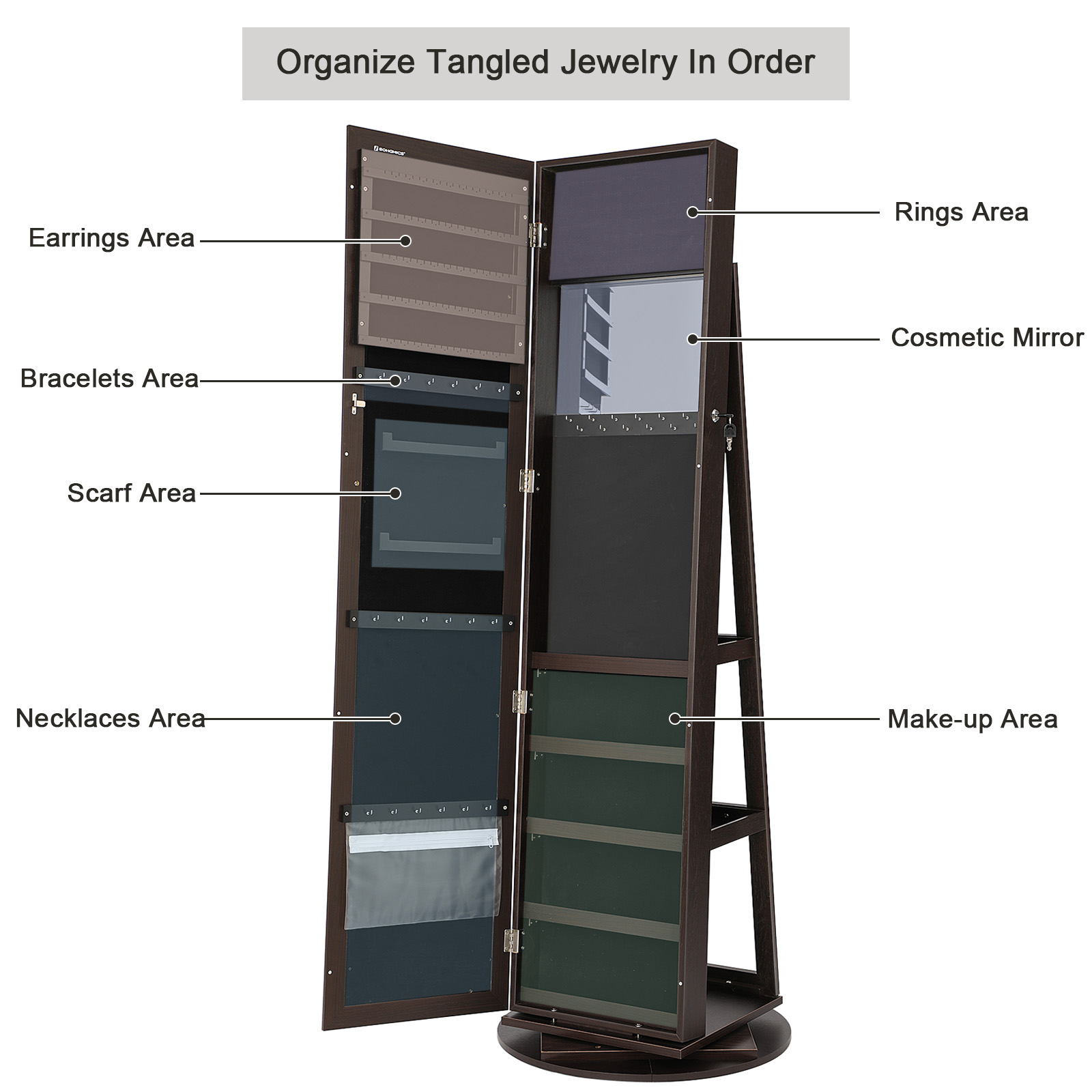 Lemari Perhiasan Cermin Panjan - Full Length Mirror Jewelry Armoire ulasan dan harga