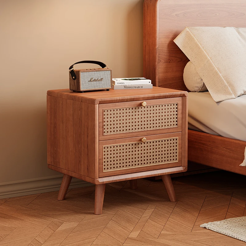 Meja Nakas Kayu Solid dengan L - Solid Wood Nightstand 2 Drawers ulasan dan harga