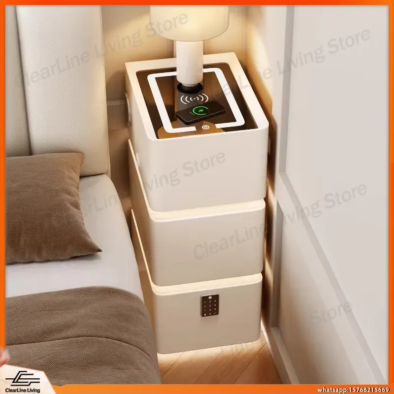 Meja Nakas Ultra Tipis 3 Tingk - Floating Nightstand With Led Light ulasan dan harga