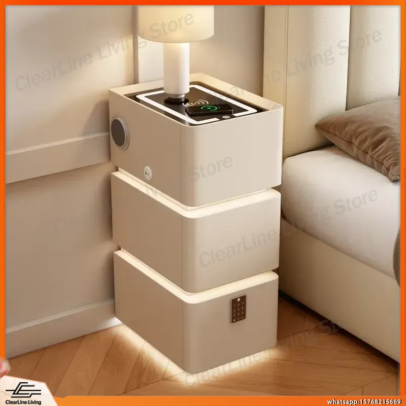Meja Nakas Ultra Tipis 3 Tingk - Floating Nightstand With Led Light ulasan dan harga