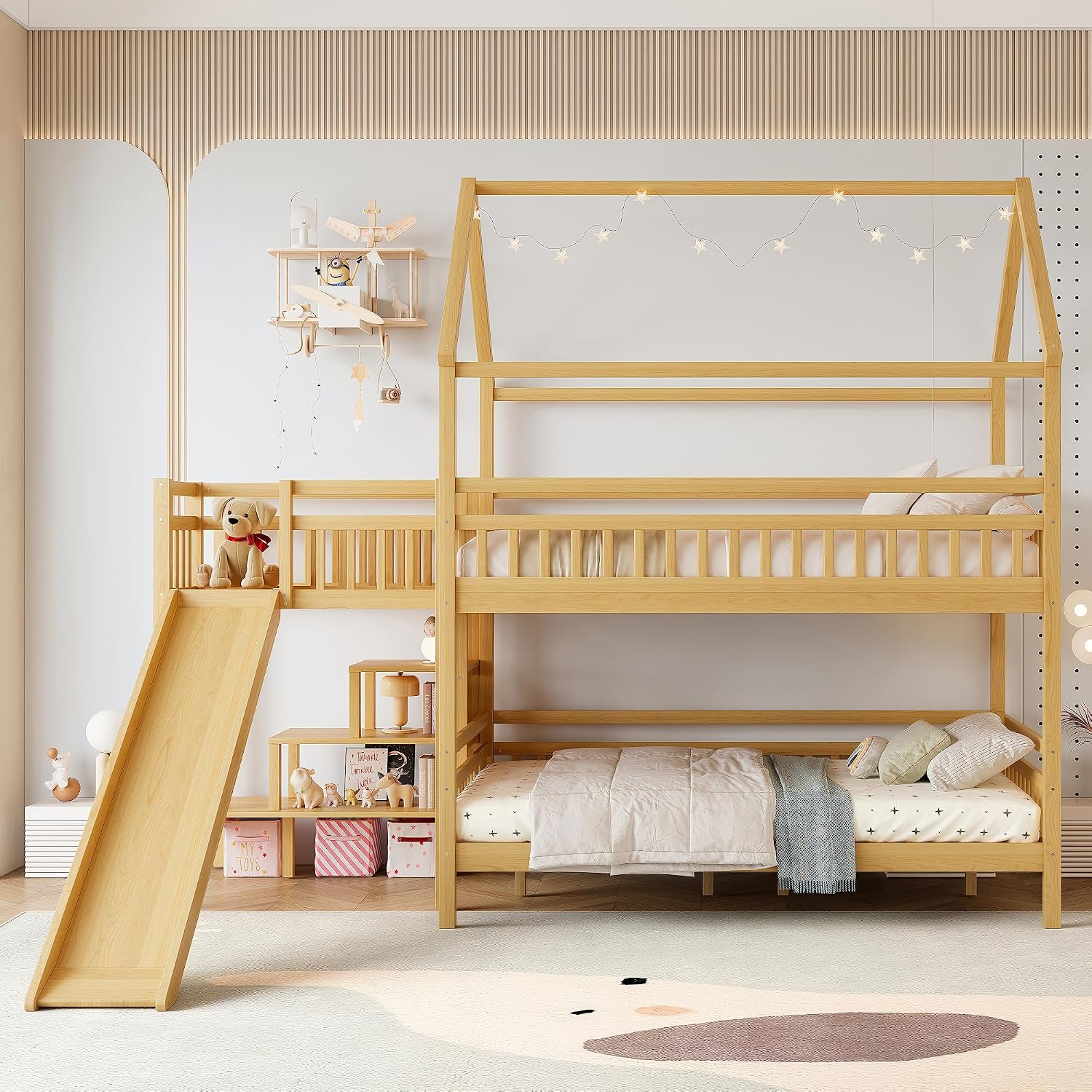 Tempat Tidur Tingkat Ukuran Fu - Bunk Bed With Stairs And Slide ulasan dan harga