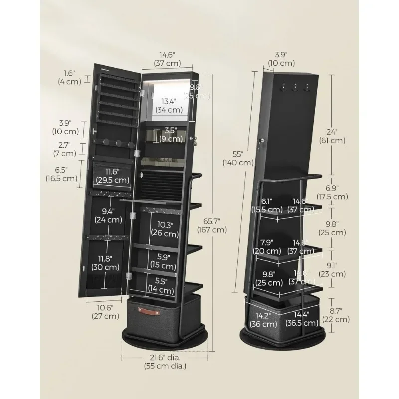 l 360 °   Lemari Perhiasan Cer - Full Length Mirror Jewelry Armoire ulasan dan harga