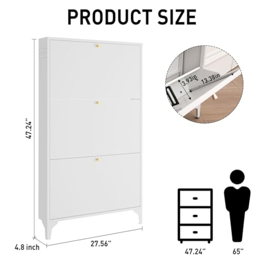 Lemari Sepatu Berdiri Bebas de - Shoe Rack Cabinet Narrow Entryway ulasan dan harga